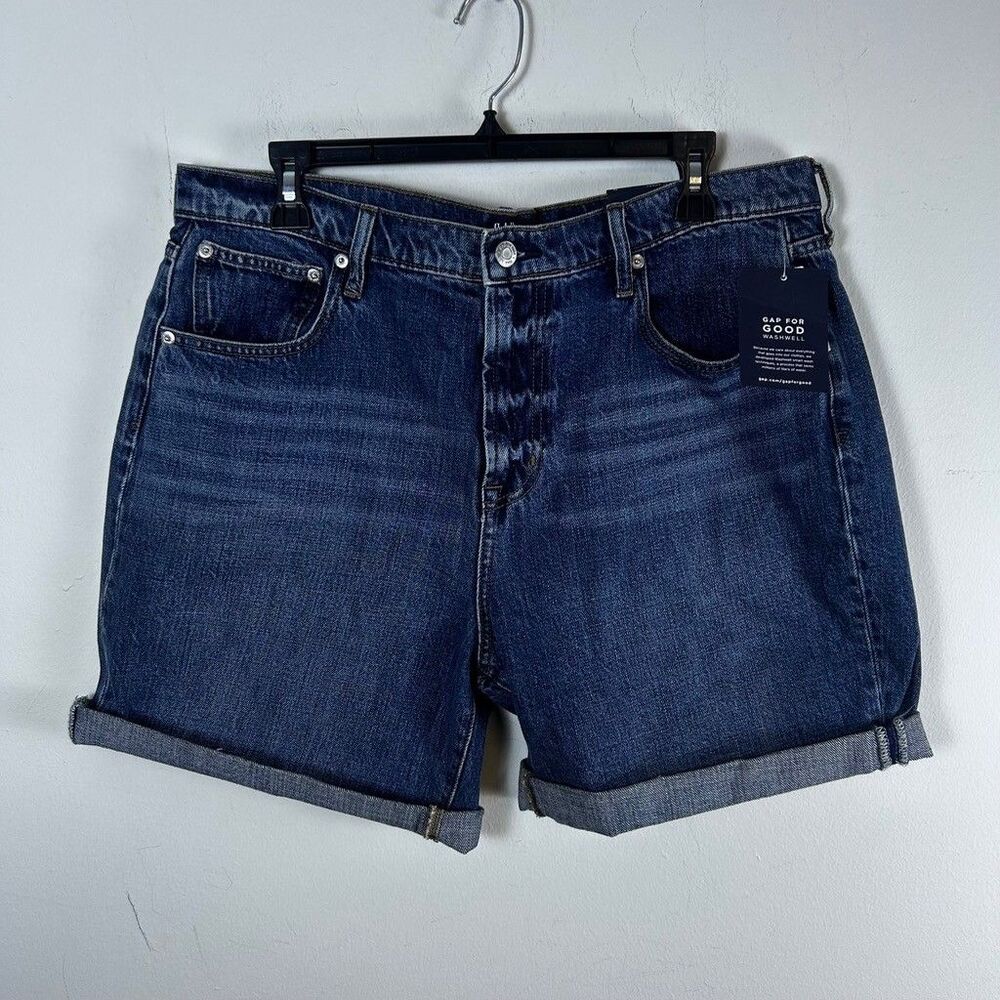 Gap Denim High Rise Shorts Womens Size 32 Blue Washwell Cuffed Hem New With Tags